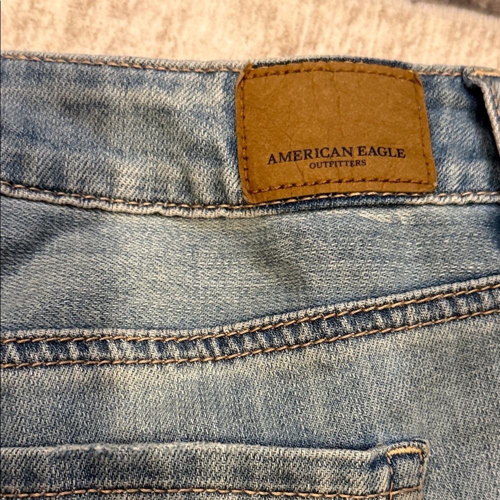 American Eagle Outfitters Distressed Light Blue Denim Jean Shorts - Picture 7 of 9